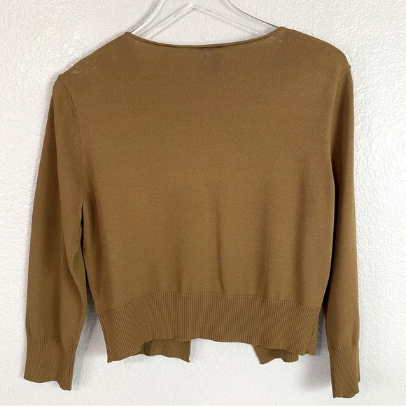 W For Woman Tan Beaded and Sequin Embellished Sweater Cardigan Size L - Picture 4 of 6